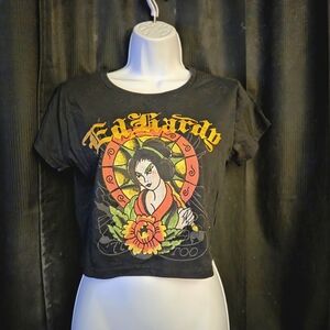 Ed Hardy Black Graphic Crop Top
